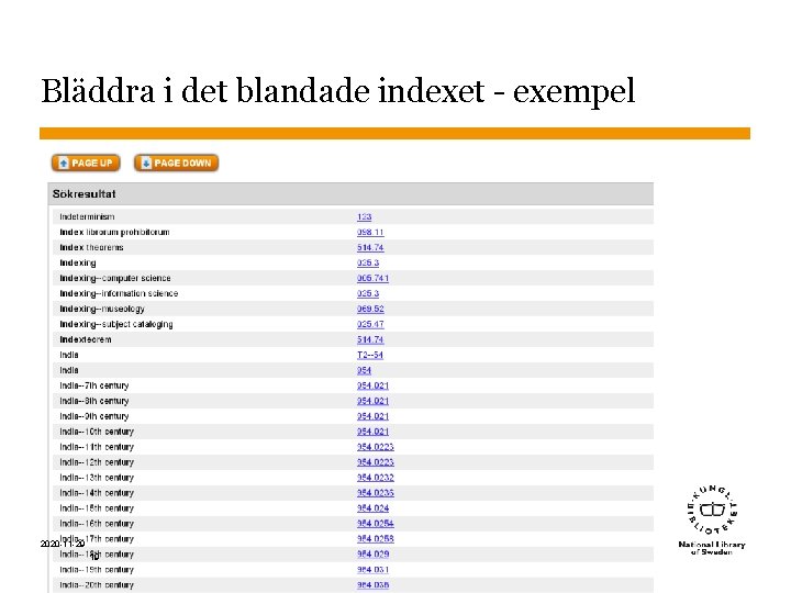 Bläddra i det blandade indexet - exempel 2020 -11 -29 Sidnummer 19 