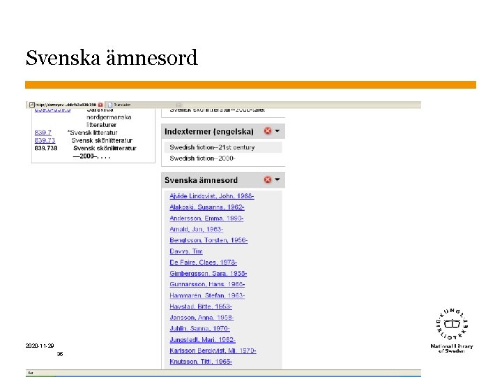 Svenska ämnesord 2020 -11 -29 Sidnummer 35 