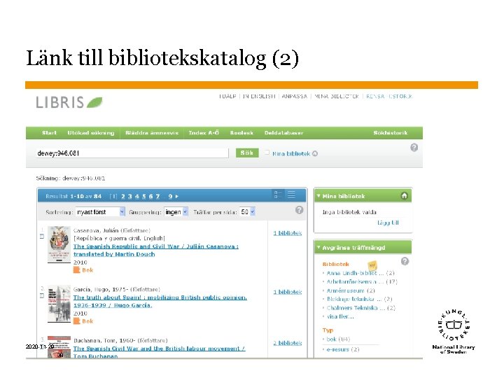 Länk till bibliotekskatalog (2) 2020 -11 -29 Sidnummer 38 