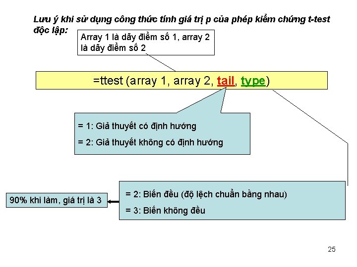 Lưu ý khi sử dụng công thức tính giá trị p của phép kiểm