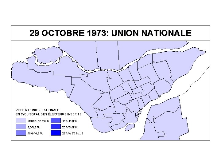 29 OCTOBRE 1973: UNION NATIONALE VOTE À L’UNION NATIONALE EN % DU TOTAL DES