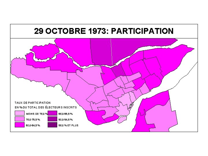 29 OCTOBRE 1973: PARTICIPATION TAUX DE PARTICIPATION EN % DU TOTAL DES ÉLECTEURS INSCRITS