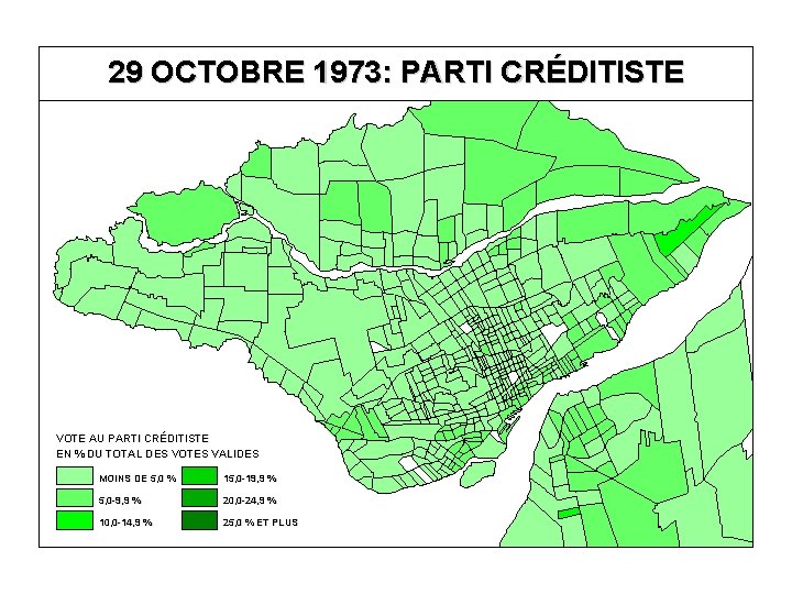 29 OCTOBRE 1973: PARTI CRÉDITISTE VOTE AU PARTI CRÉDITISTE EN % DU TOTAL DES