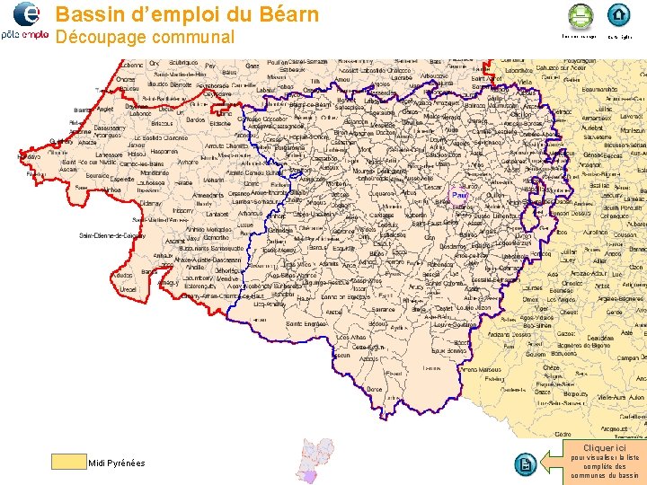 Bassin d’emploi du Béarn Découpage communal Imprimer la page Carte région Cliquer ici Midi