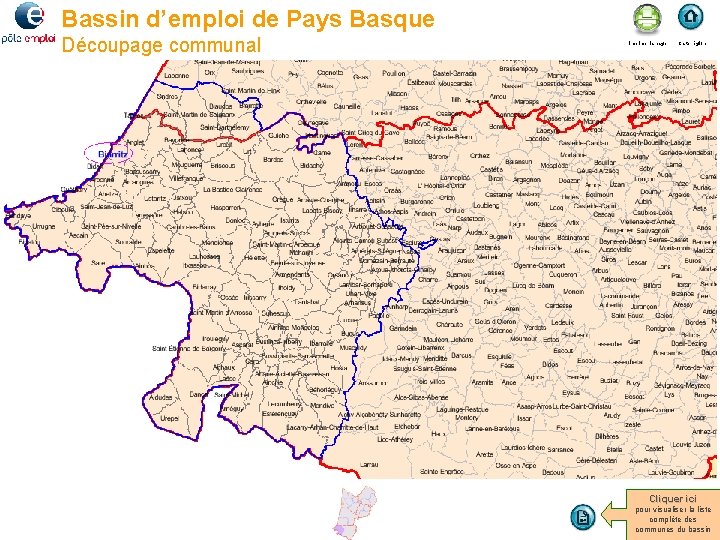 Bassin d’emploi de Pays Basque Découpage communal Imprimer la page Carte région Cliquer ici