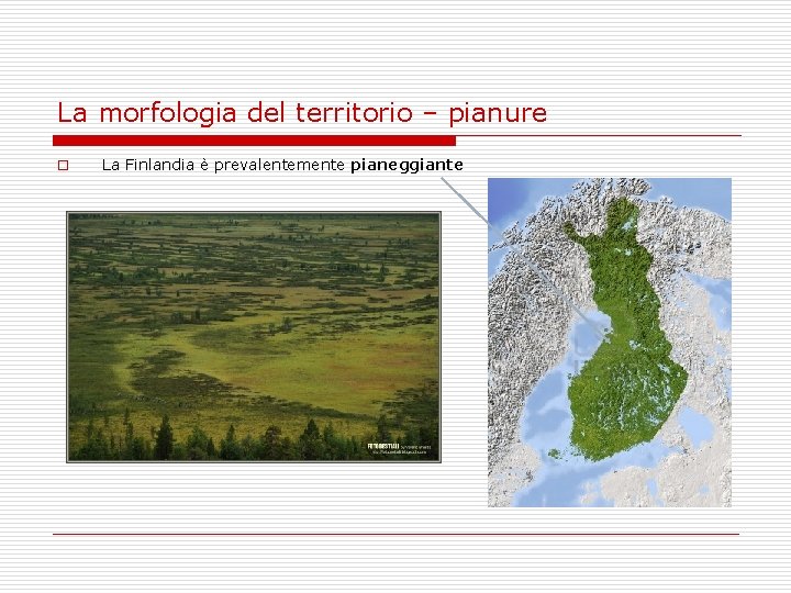 La morfologia del territorio – pianure o La Finlandia è prevalentemente pianeggiante 