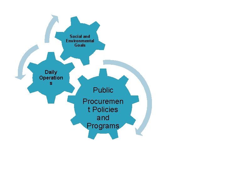 Social and Environmental Goals Daily Operation s Public Procuremen t Policies and Programs 