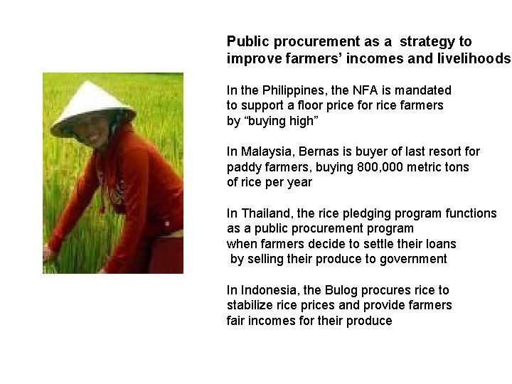Public procurement as a strategy to improve farmers’ incomes and livelihoods In the Philippines,