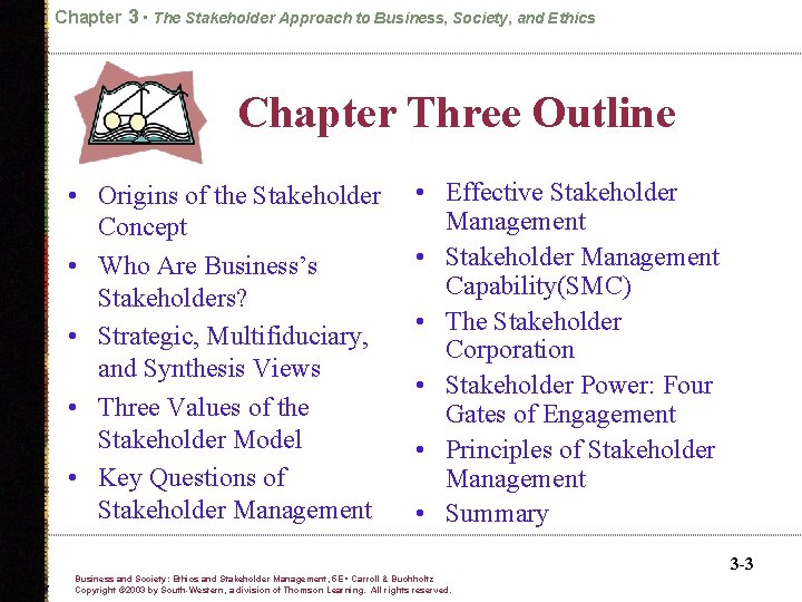 Chapter 3 • The Stakeholder Approach to Business, Society, and Ethics Chapter Three Outline