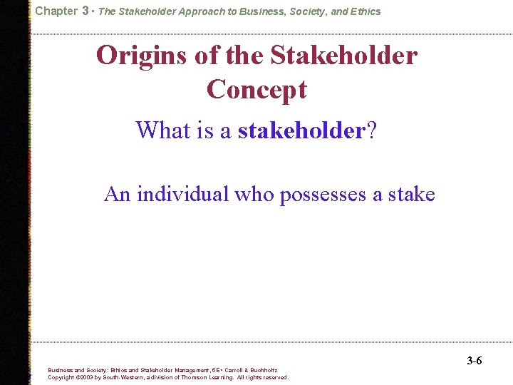 Chapter 3 • The Stakeholder Approach to Business, Society, and Ethics Origins of the