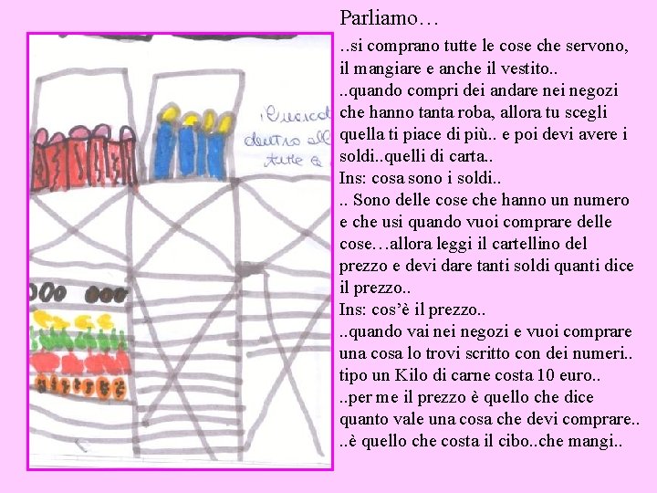 Parliamo…. . si comprano tutte le cose che servono, il mangiare e anche il