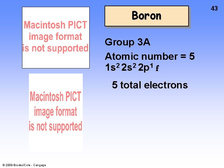 Boron Group 3 A Atomic number = 5 1 s 2 2 p 1