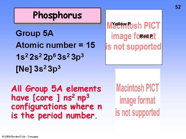 Phosphorus Group 5 A Atomic number = 15 1 s 2 2 p 6