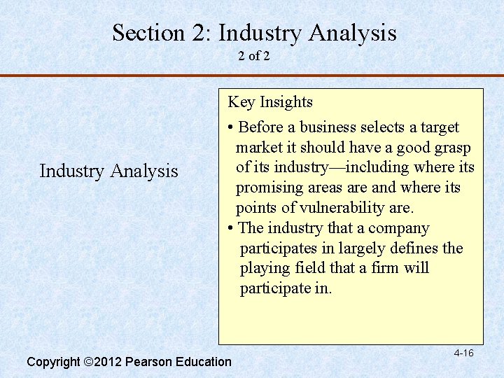 Section 2: Industry Analysis 2 of 2 Industry Analysis Key Insights • Before a