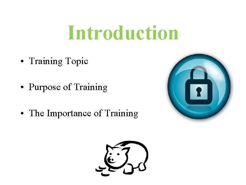 Introduction • Training Topic • Purpose of Training • The Importance of Training 