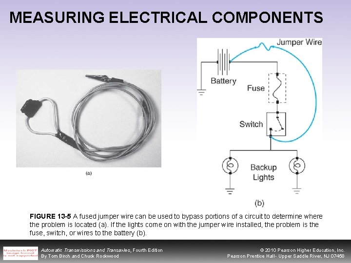 MEASURING ELECTRICAL COMPONENTS FIGURE 13 -5 A fused jumper wire can be used to