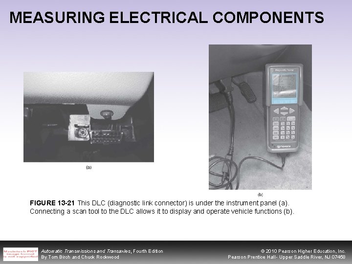 MEASURING ELECTRICAL COMPONENTS FIGURE 13 -21 This DLC (diagnostic link connector) is under the