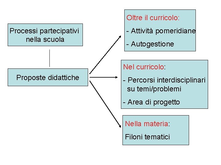 Oltre il curricolo: Processi partecipativi nella scuola - Attività pomeridiane - Autogestione Nel curricolo: