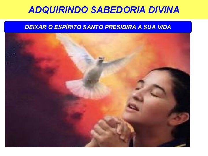 ADQUIRINDO SABEDORIA DIVINA DEIXAR O ESPÍRITO SANTO PRESIDIRA A SUA VIDA 