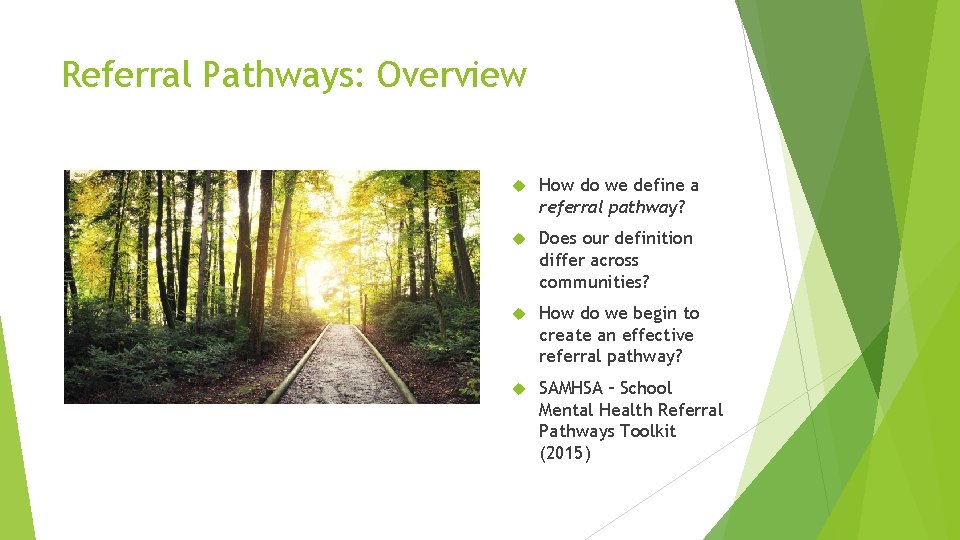Referral Pathways: Overview How do we define a referral pathway? Does our definition differ