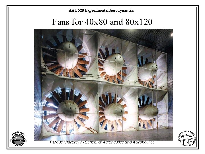 AAE 520 Experimental Aerodynamics Fans for 40 x 80 and 80 x 120 Purdue
