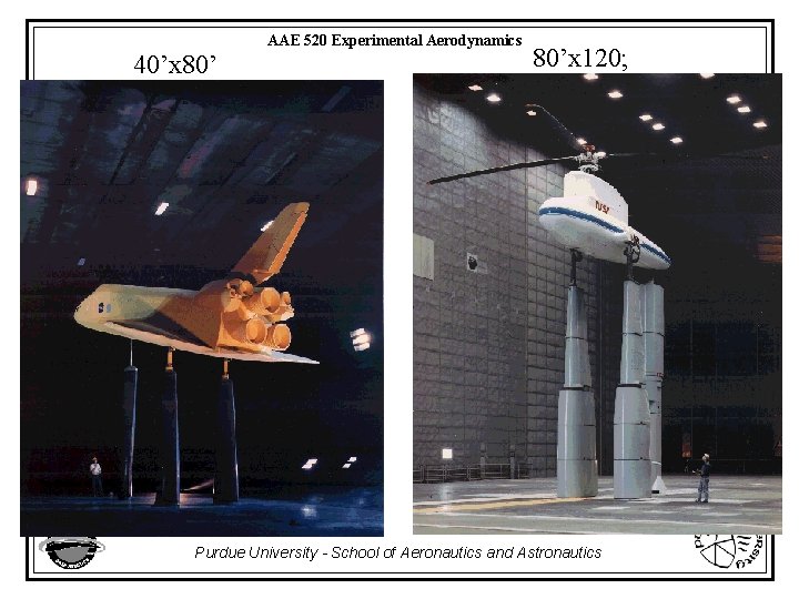 AAE 520 Experimental Aerodynamics 40’x 80’x 120; Purdue University - School of Aeronautics and