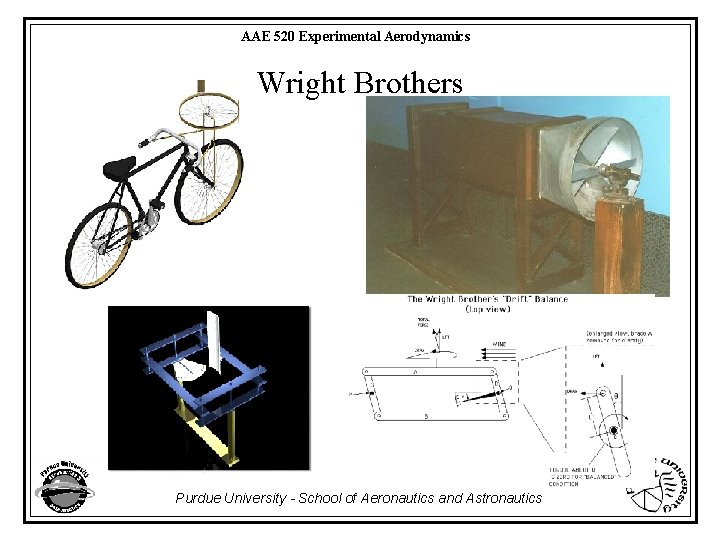 AAE 520 Experimental Aerodynamics Wright Brothers Purdue University - School of Aeronautics and Astronautics
