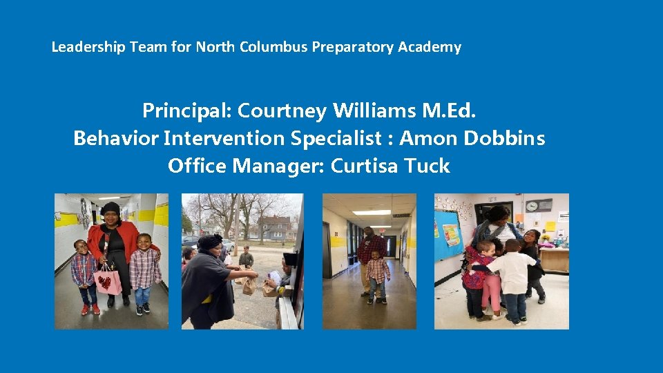 Leadership Team for North Columbus Preparatory Academy Principal: Courtney Williams M. Ed. Behavior Intervention