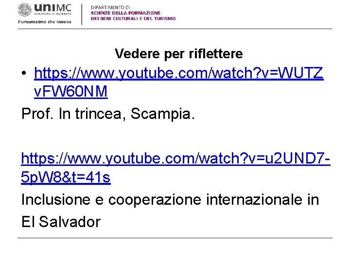 Vedere per riflettere • https: //www. youtube. com/watch? v=WUTZ v. FW 60 NM Prof.