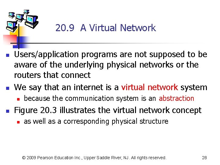 20. 9 A Virtual Network n n Users/application programs are not supposed to be