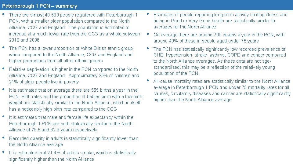 Peterborough 1 PCN – summary • There almost 40, 500 people registered with Peterborough