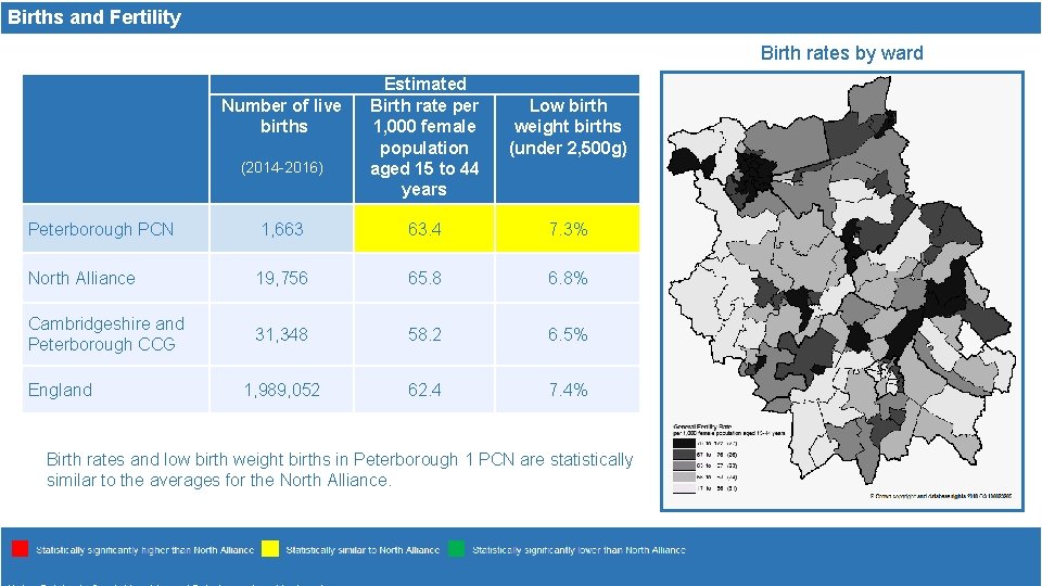 Births and Fertility Birth rates by ward Number of live births (2014 -2016) Estimated