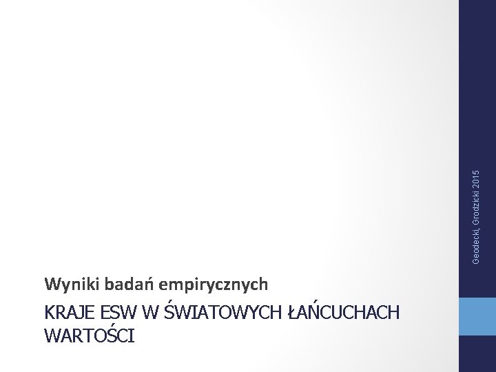 Geodecki, Grodzicki 2015 Wyniki badań empirycznych KRAJE ESW W ŚWIATOWYCH ŁAŃCUCHACH WARTOŚCI 