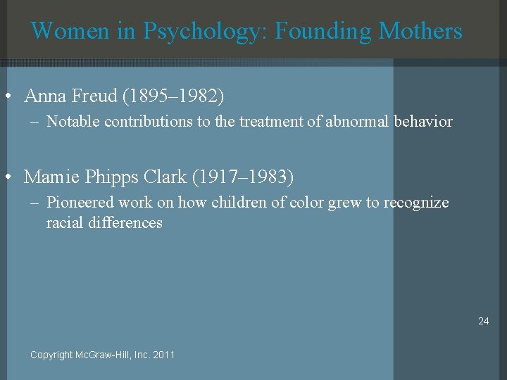 Women in Psychology: Founding Mothers • Anna Freud (1895– 1982) – Notable contributions to