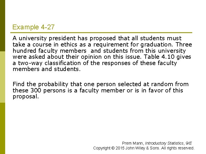 Example 4 -27 A university president has proposed that all students must take a