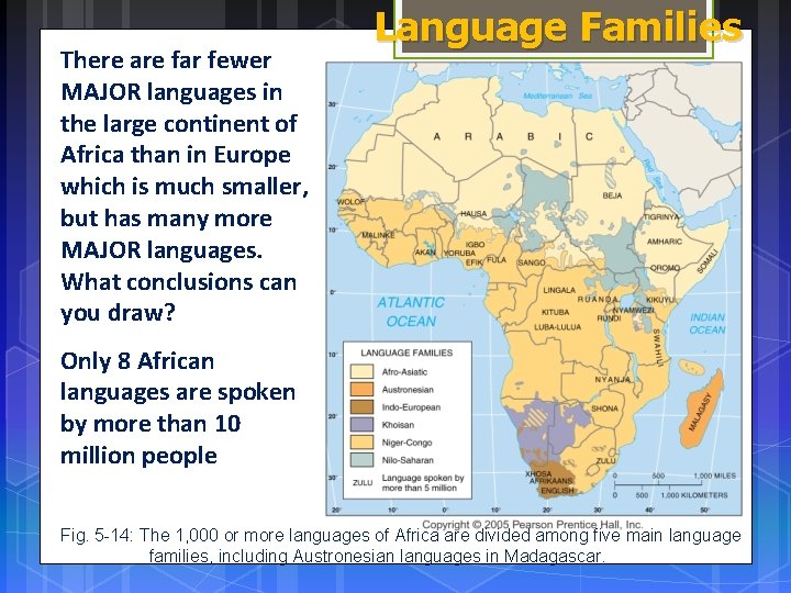 There are far fewer MAJOR languages in the large continent of Africa than in