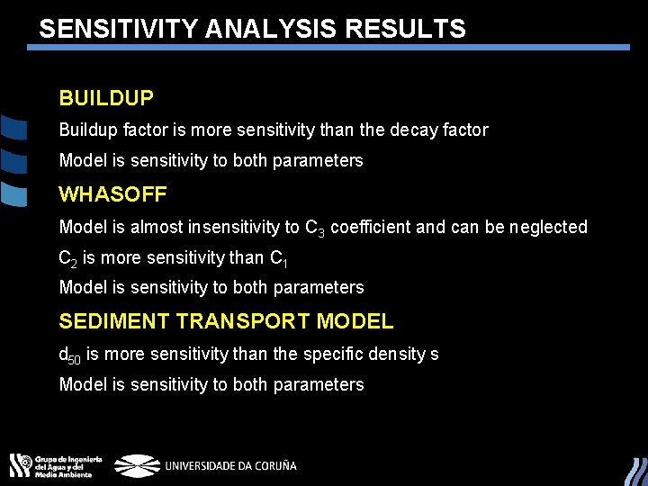 SENSITIVITY ANALYSIS RESULTS BUILDUP Buildup factor is more sensitivity than the decay factor Model