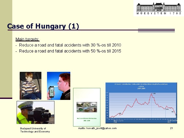 Case of Hungary (1) Main targets: - Reduce a road and fatal accidents with