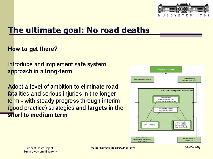 The ultimate goal: No road deaths How to get there? Introduce and implement safe