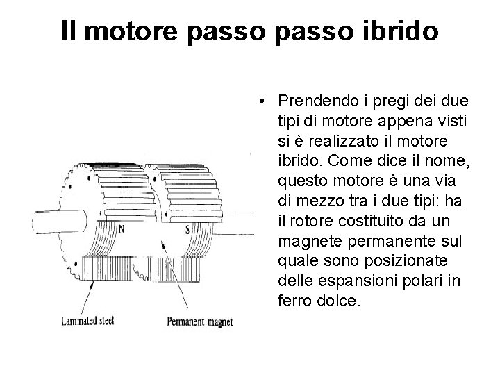 Il motore passo ibrido • Prendendo i pregi dei due tipi di motore appena Il motore passo ibrido • Prendendo i pregi dei due tipi di motore appena
