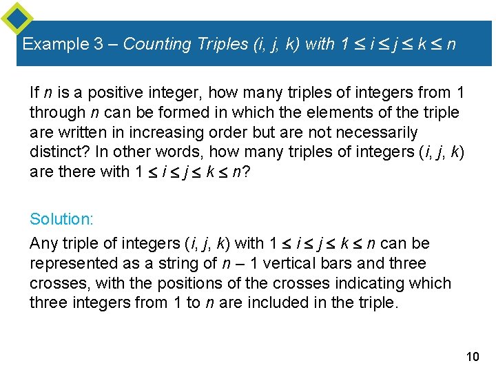 Example 3 – Counting Triples (i, j, k) with 1 i j k n