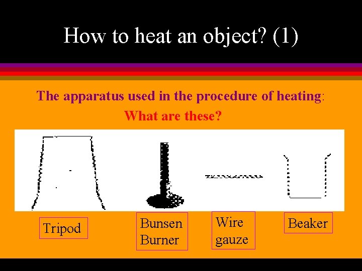 How to heat an object? (1) The apparatus used in the procedure of heating: