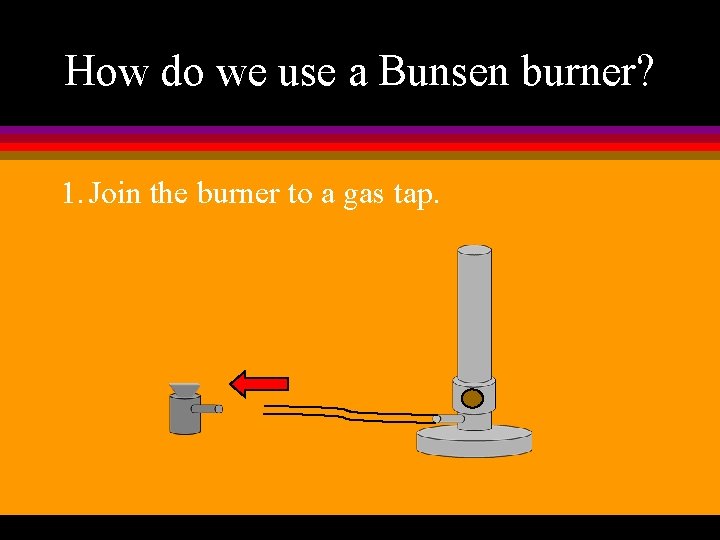 How do we use a Bunsen burner? 1. Join the burner to a gas