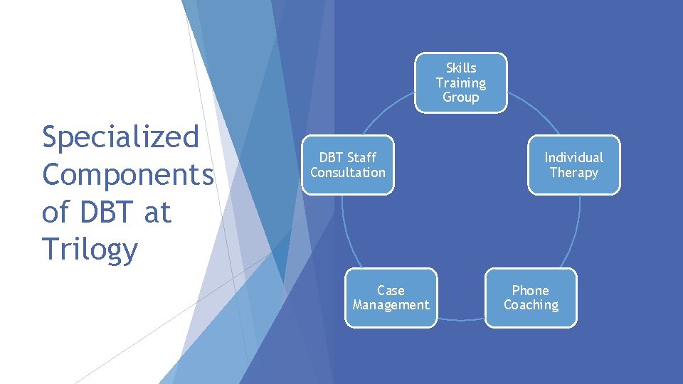 Skills Training Group Specialized Components of DBT at Trilogy DBT Staff Consultation Case Management