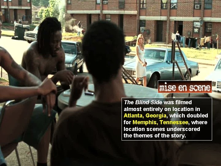 The Blind Side was filmed almost entirely on location in Atlanta, Georgia, which doubled