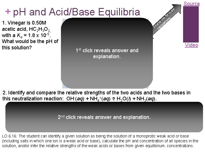 Source + p. H and Acid/Base Equilibria 1. Vinegar is 0. 50 M acetic