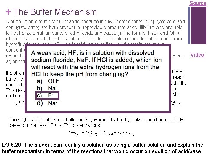 Source + The Buffer Mechanism A buffer is able to resist p. H change