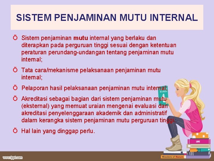 SISTEM PENJAMINAN Title. MUTU INTERNAL Ö Sistem penjaminan mutu internal yang berlaku dan diterapkan