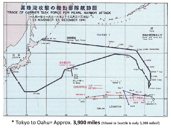 * Tokyo to Oahu= Approx. 3, 900 miles (Miami to Seattle is only 3,