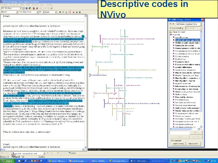 Descriptive codes in NVivo - example 10 